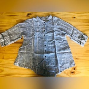 Habitat Clothes To Live In Women's Sz S Blue Striped Linen Button Shirt